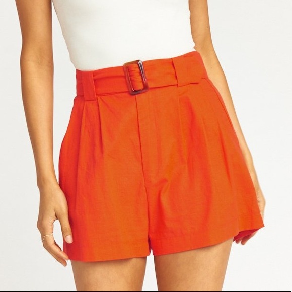 Show Me Your MuMu Percy Linen Shorts Tangerine Size XS - Picture 1 of 4